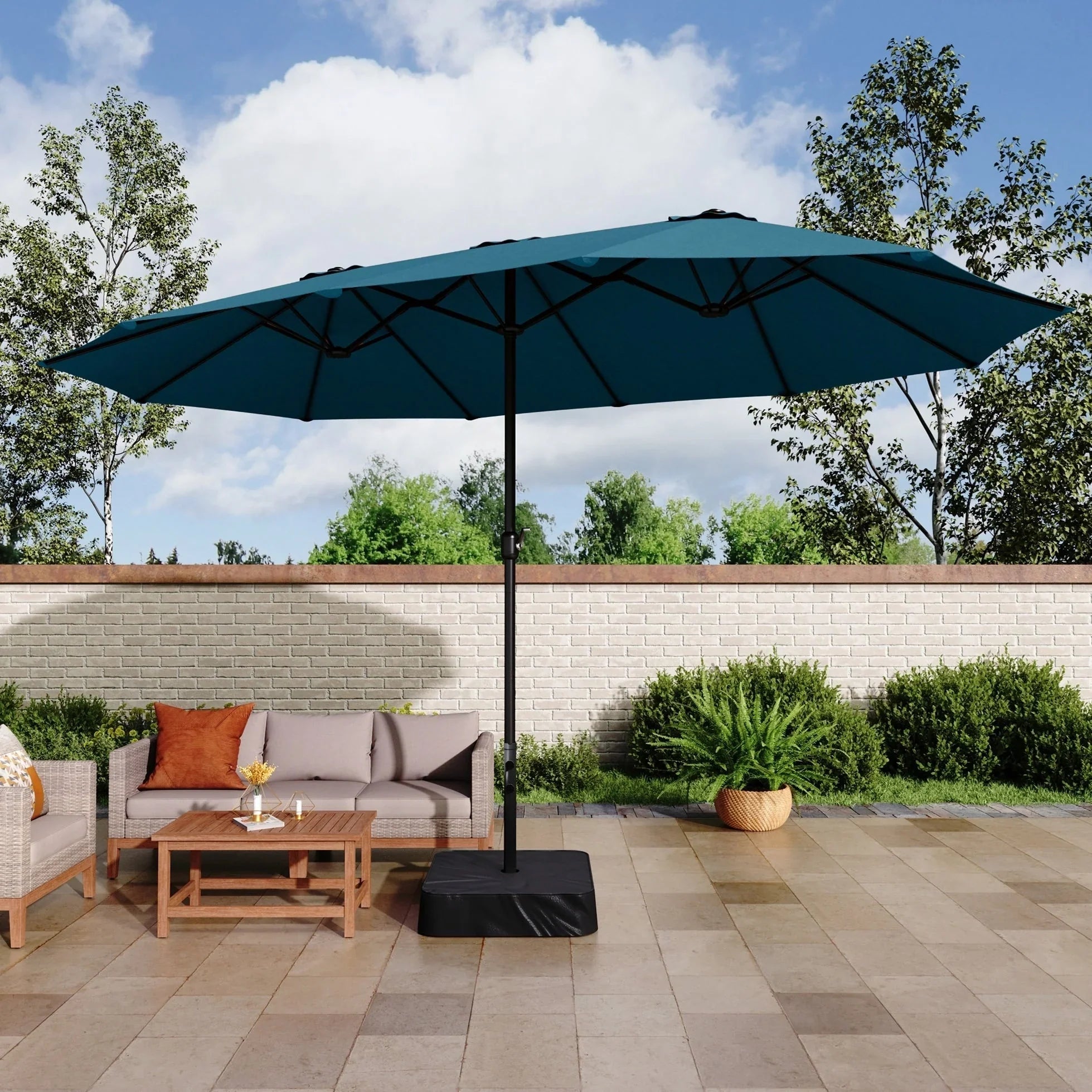 MAISON ARTS Grand Parasol Double Face de 4,5 m avec Base Incluse pour Patio