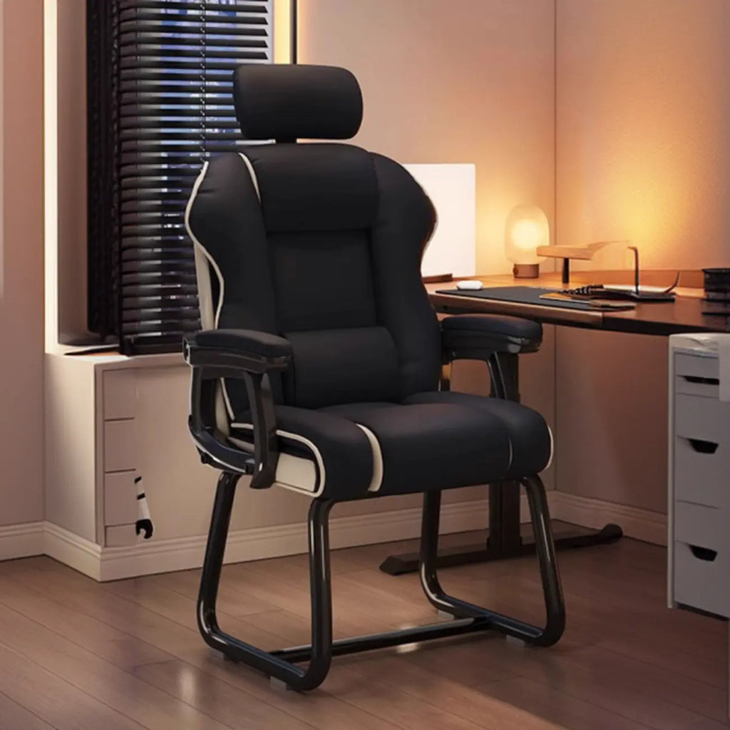 Fauteuil de direction ergonomique en cuir jaune à dossier haut
