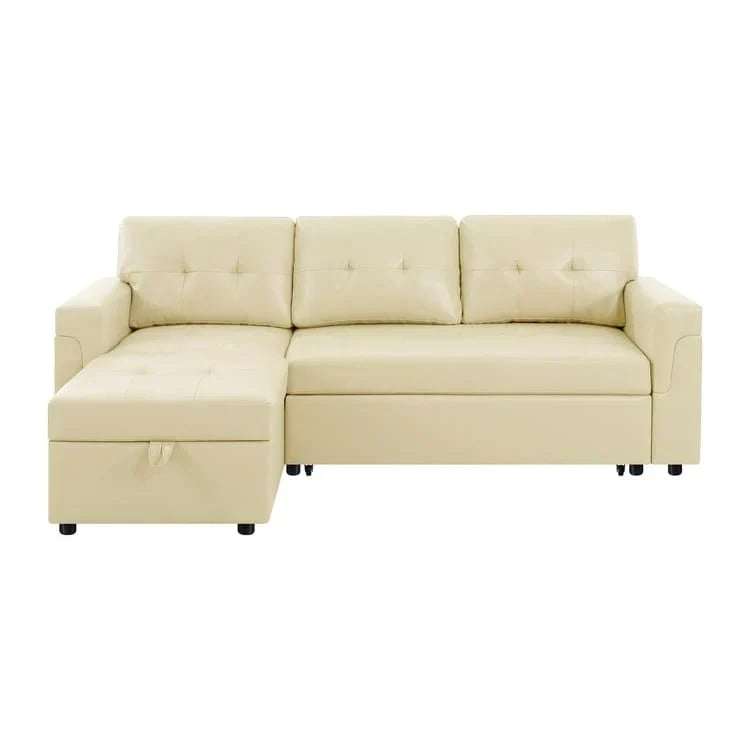 Canapé d'angle réversible convertible avec lit gigogne, méridienne de rangement et pieds durables