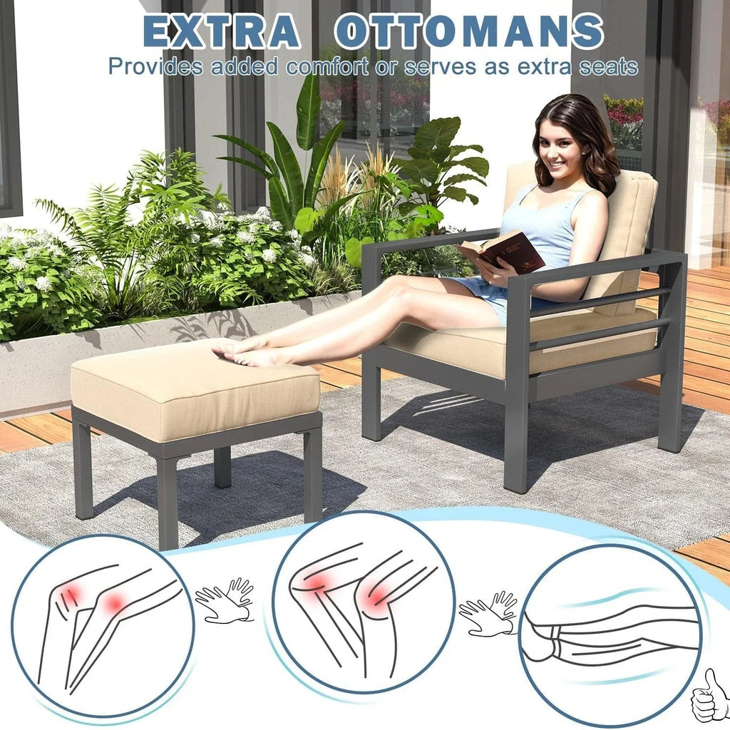 AECOJOY Ensemble de 7 Meubles de Jardin en Aluminium pour Extérieur