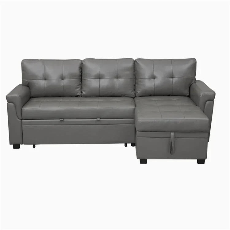 Canapé d'angle réversible convertible avec lit gigogne, méridienne de rangement et pieds durables