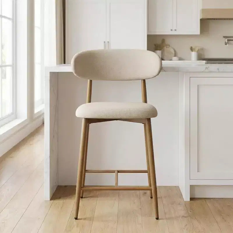Tabouret de bar hauteur comptoir avec siège rembourré et pieds en métal, chaise d'îlot de cuisine moderne de 66,8 cm