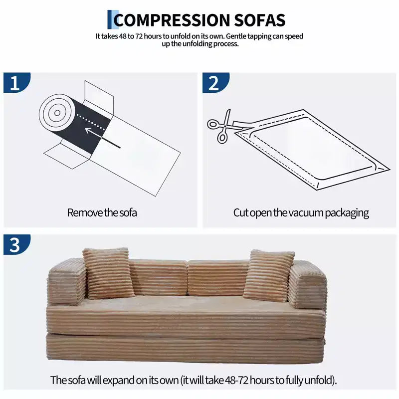Canapé-Lit Convertible 5-en-1 de 80,7 po – Velours Côtelé, 1200 lb, Aucun Assemblage Requis