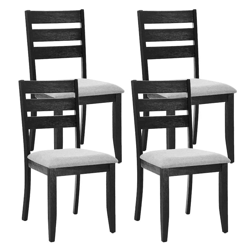 Lot de 4 chaises de salle à manger en bois à dossier à lattes