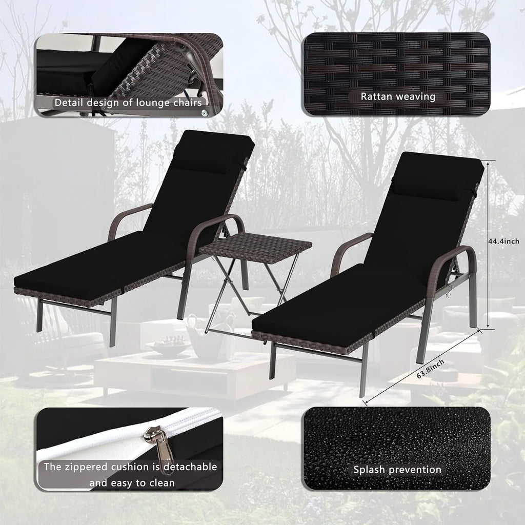 Ensemble de 3 chaises longues d'extérieur Kullavik