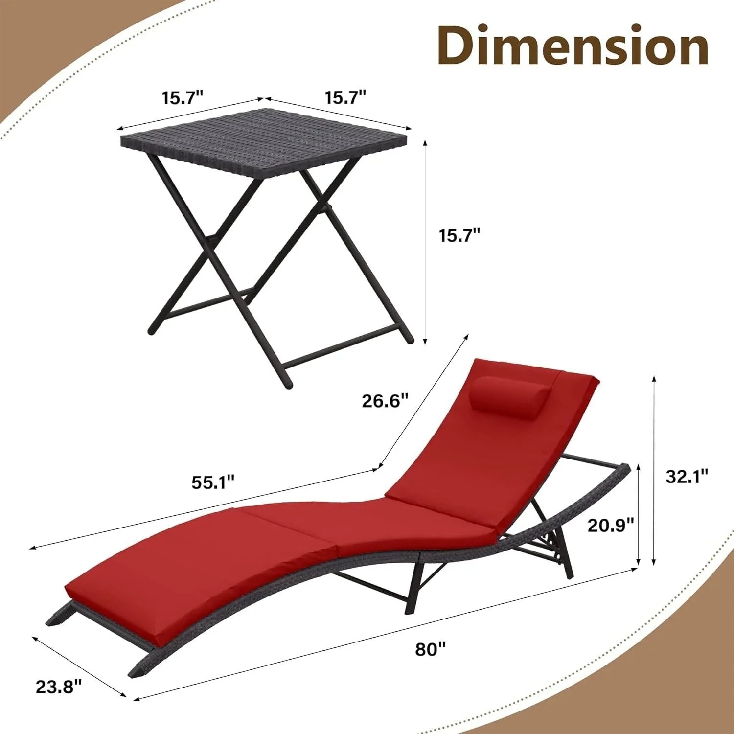 Ensemble de 3 chaises longues d'extérieur Kullavik