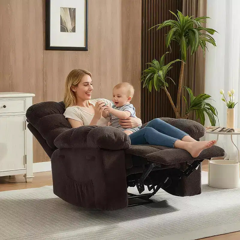 Fauteuil inclinable manuel, fauteuil inclinable ergonomique en tissu respirant avec poches latérales, canapé individuel, adapté au salon et à la chambre à coucher