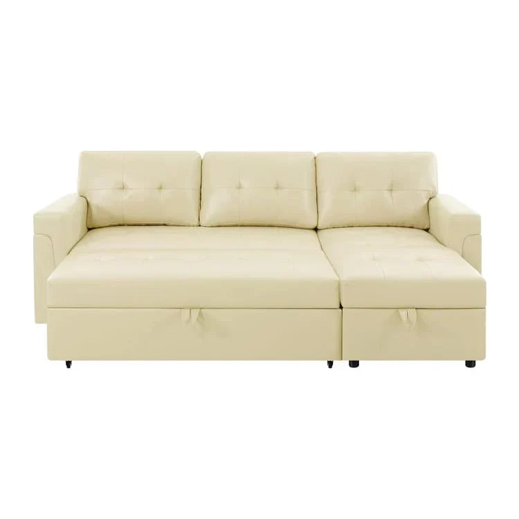 Canapé d'angle réversible convertible avec lit gigogne, méridienne de rangement et pieds durables