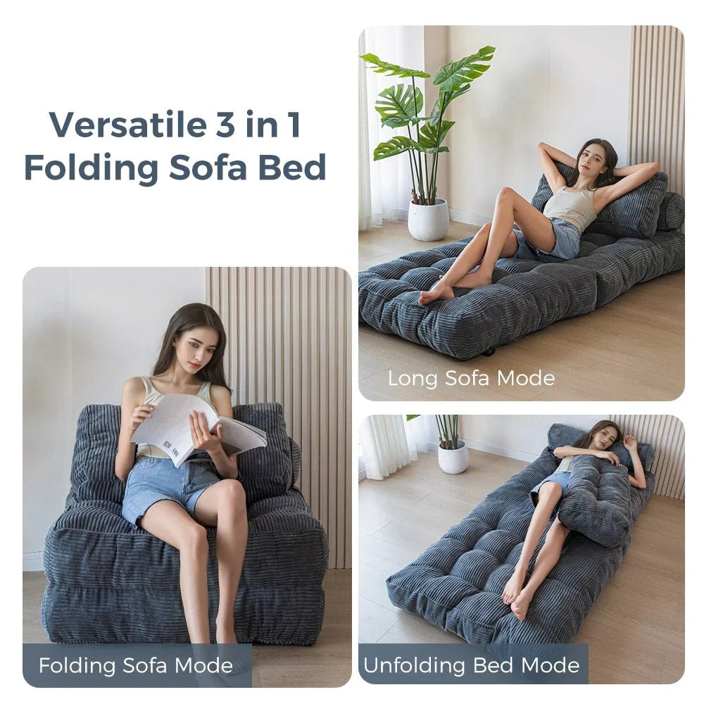 8 Canapé-lit pliant en velours côtelé, une place