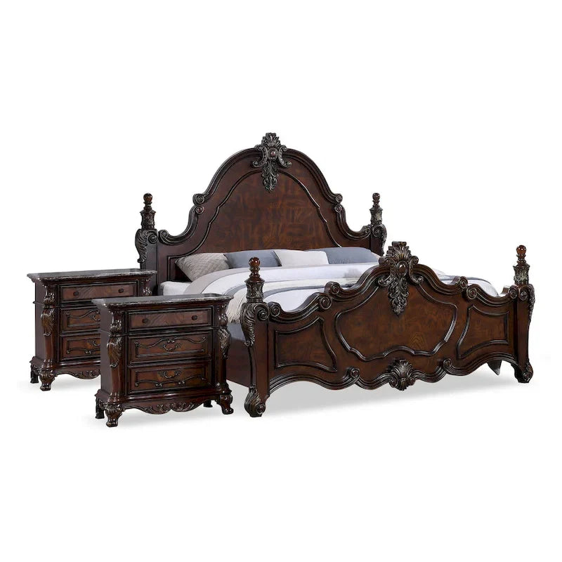 Chambre à coucher 3 pièces en bois de cerisier foncé Eugene Traditional de Furniture of America