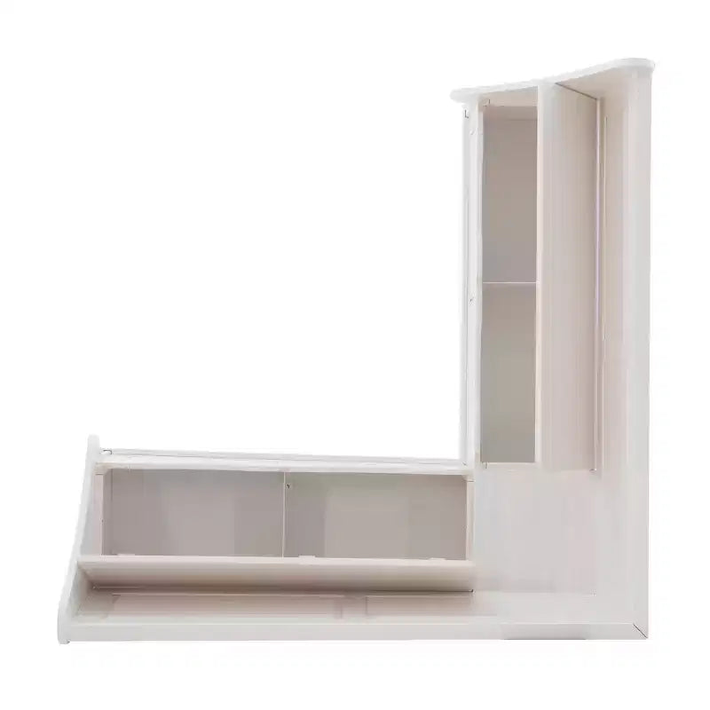 Banquette de coin-repas Linon Tobin traditionnelle en bois massif sans dossier avec coussin blanc - Linon