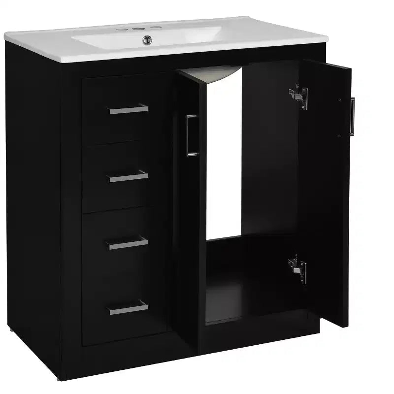 Meuble-lavabo simple de 30 po avec armoire et 3 tiroirs – Noir / Bleu / Vert / Indigo / Blanc