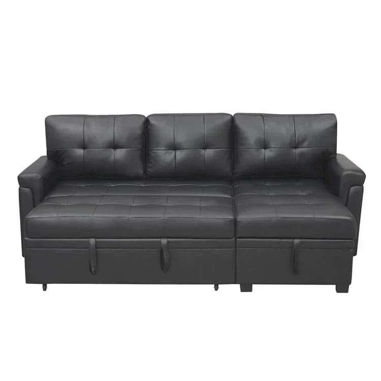 Canapé d'angle réversible convertible avec lit gigogne, méridienne de rangement et pieds durables