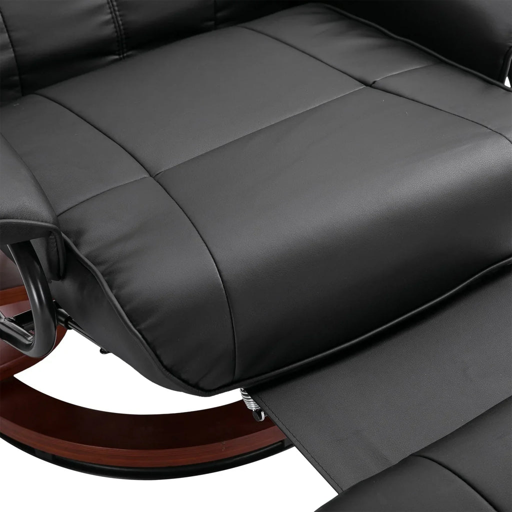 Fauteuil inclinable manuel pivotant en similicuir HomCom avec repose-pieds confortable et relaxant