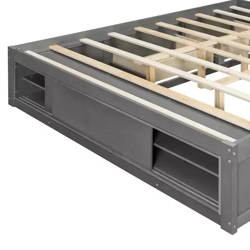 Cadre de lit plateforme Whisen Queen avec 4 tiroirs de rangement et rangement dans le pied de lit