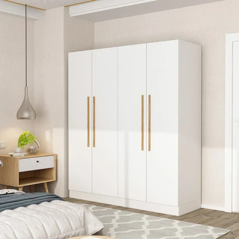 Armoire moderne autoportante en bois massif avec étagères de rangement
