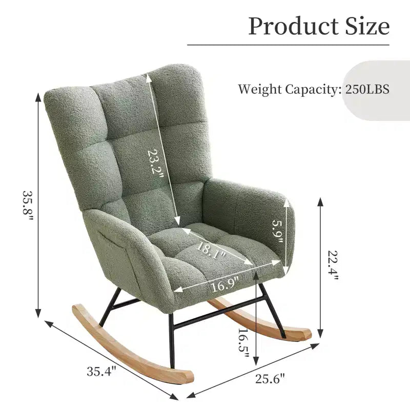 Fauteuil à bascule pour chambre d'enfant, Fauteuil à bascule pour salon pour l'allaitement, Fauteuils d'appoint confortables pour chambre à coucher, Fauteuils rembourrés en peluche Teddy pour l'intérieur