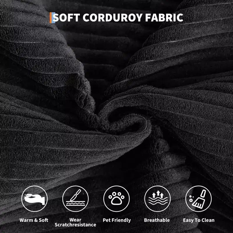 Canapé convertible, matelas pliant 5-en-1 de 78,8 po, cadre en acier à forme fixe, velours côtelé avec oreillers