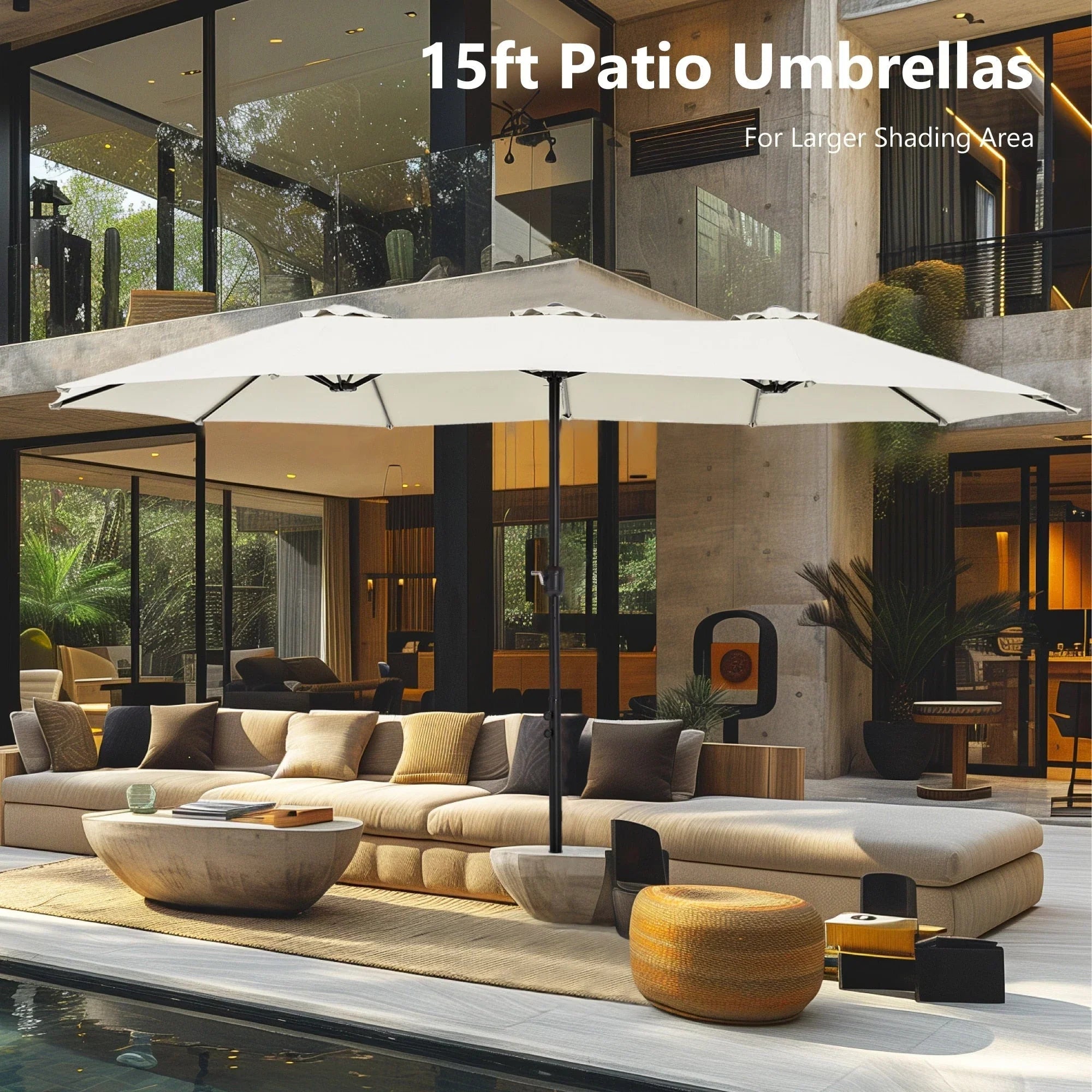 MAISON ARTS Grand Parasol Double Face de 4,5 m avec Base Incluse pour Patio