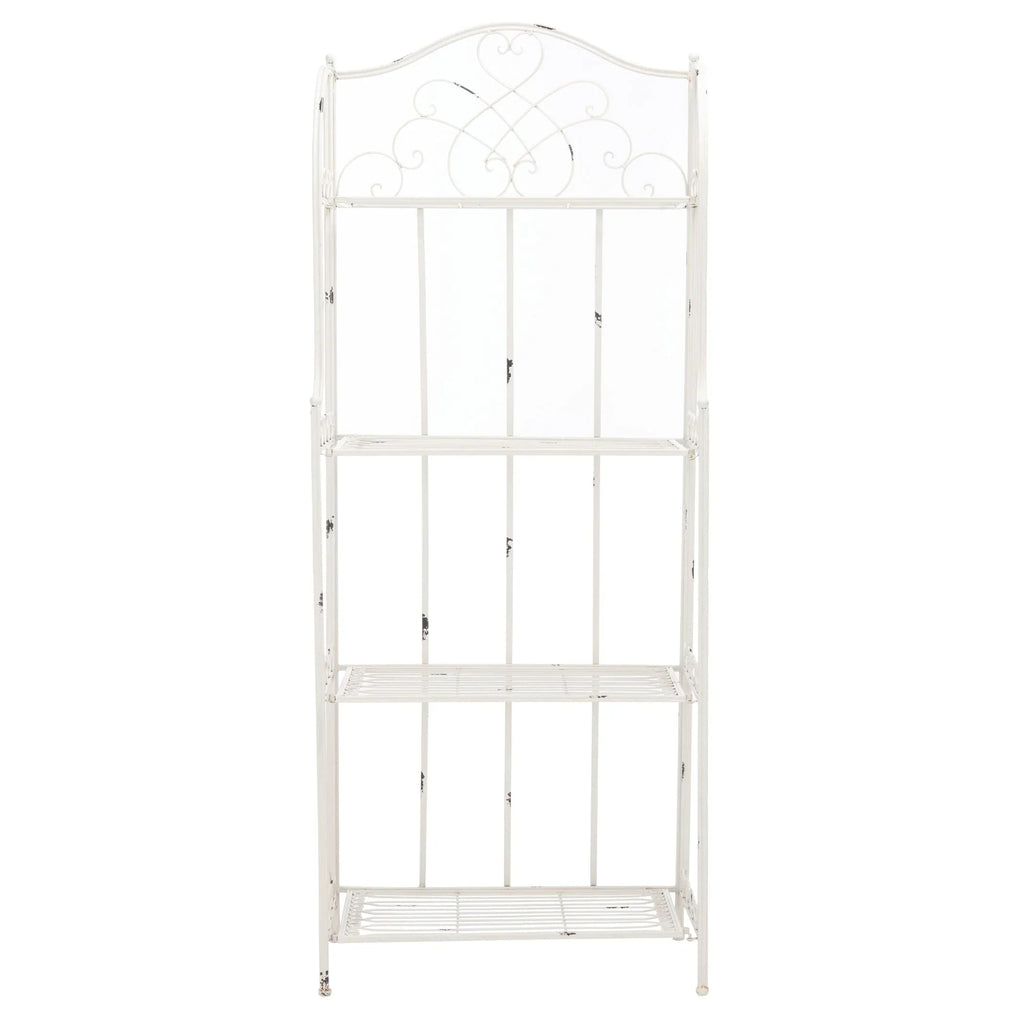 SAFAVIEH Bryn Étagère de boulanger d'extérieur victorienne en fer forgé à 4 niveaux - 63,5 cm l x 38,1 cm P x 160 cm H - 25L x 15P x 63H