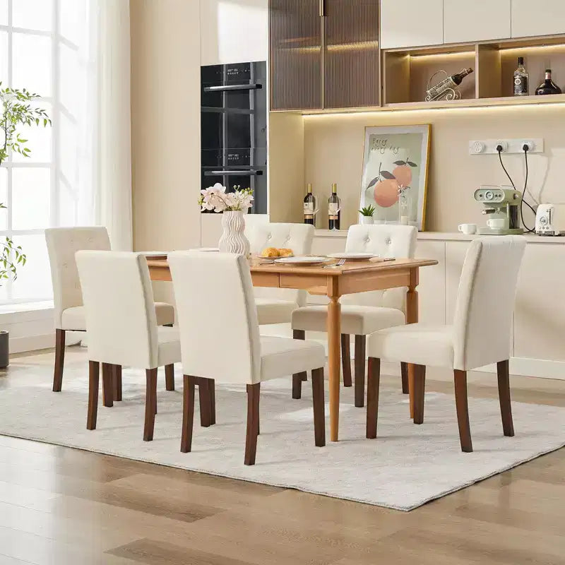 Lot de 6 / 4 chaises de salle à manger Parsons capitonnées - Chaises de cuisine en tissu rembourrées avec pieds en bois et sièges rembourrés - Meubles de salon et de cuisine