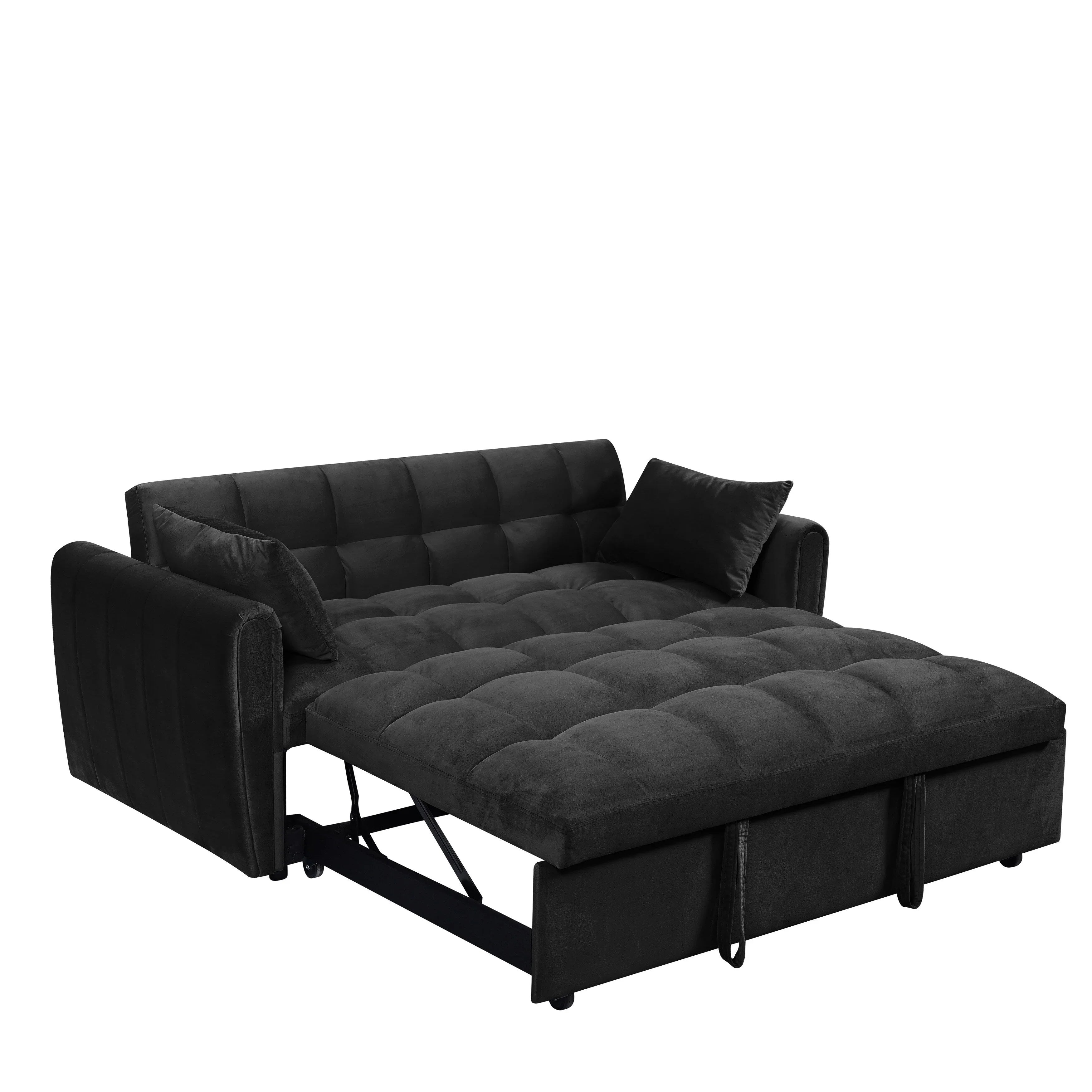 64,96 Canapé-lit convertible 3-en-1 en velours avec dossier réglable, poche de rangement et capacité de poids de 227 kg