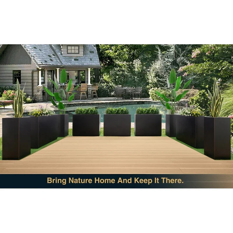 Jardinière Métallique Haute pour Plantes d'Extérieur, 38 po L x 10 po l x 30 po H, Longue et Haute Jardinière en Métal - 38x30x10