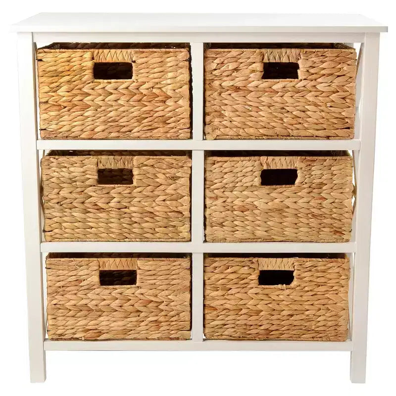 eHemco 3 tiroirs de rangement avec 6 paniers en jacinthe d'eau naturelle