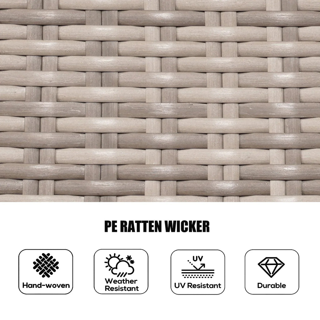 Ensemble de salle à manger rond 7 pièces en rotin tressé d'extérieur avec coussins par Moda Furnishings