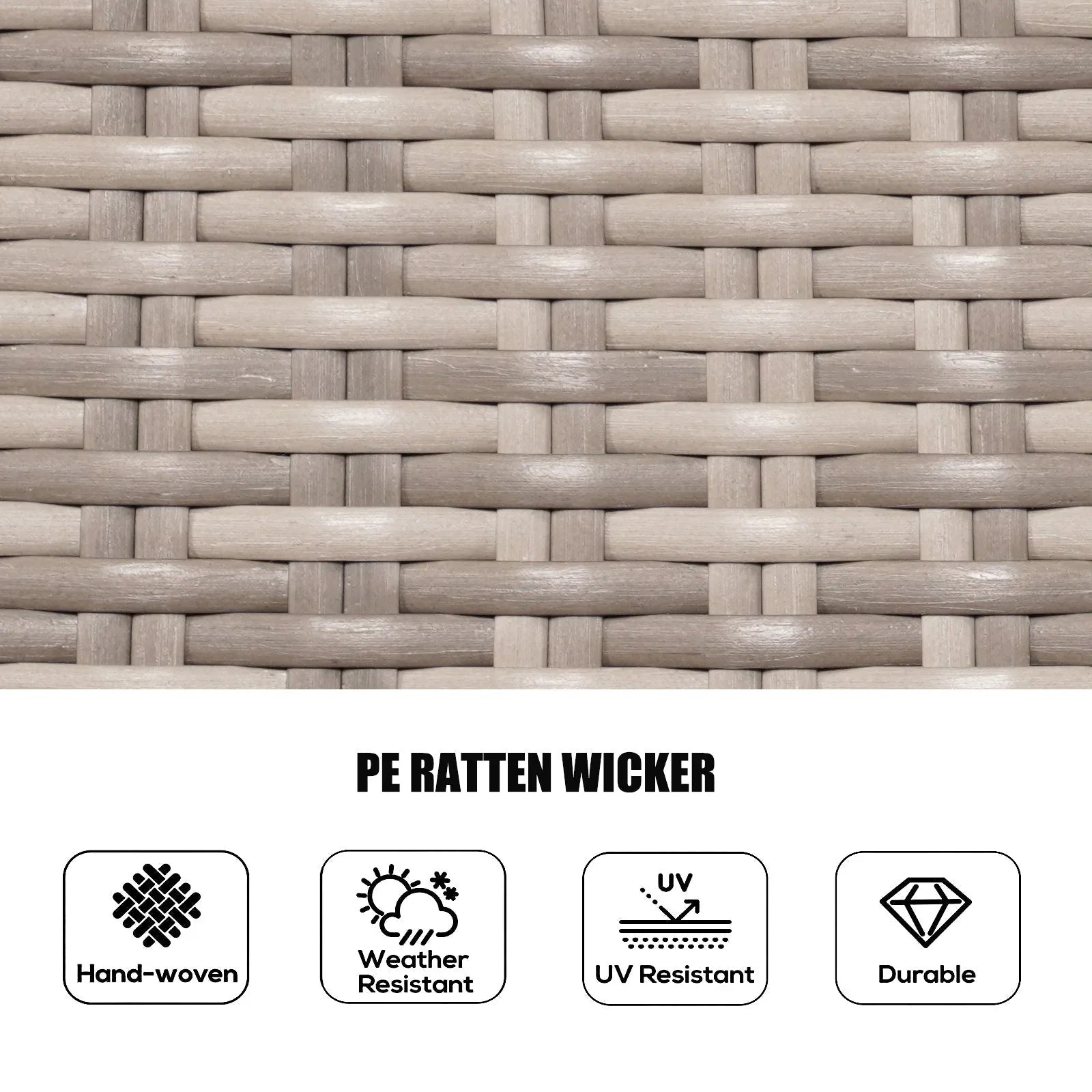Ensemble de salle à manger rond 7 pièces en rotin tressé d'extérieur avec coussins par Moda Furnishings