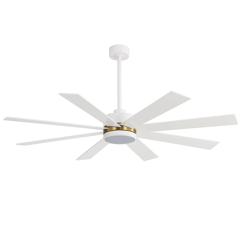 Ventilateur de plafond de 65 pouces à 8 pales noires avec lumière LED et télécommande