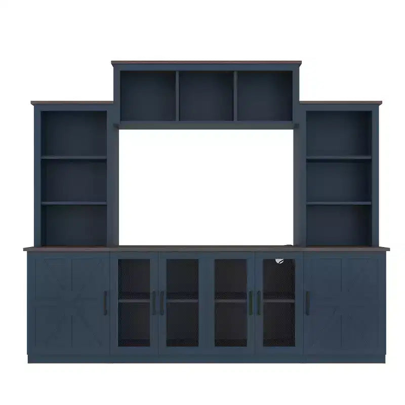 Meuble TV Moderne pour Téléviseur de 55 Pouces avec Station de Chargement, Console Multimédia avec Grands Placards de Rangement, Meuble TV pour Salon-Panipeachy
