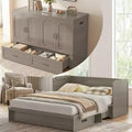 Lit escamotable convertible Queen Size Mjkone avec matelas, chargement USB, tiroirs de rangement