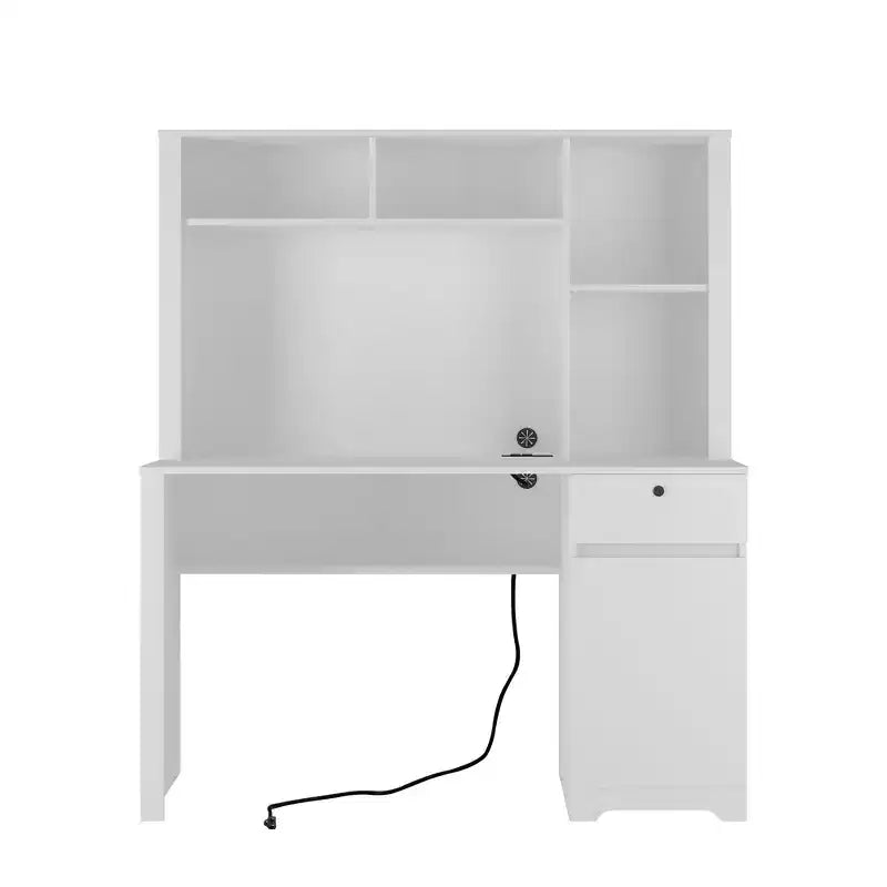 Bureau informatique moderne de 130 cm avec huche et étagère, bureau avec grand rangement, bureau d'écriture pour l'étude, salle de lecture