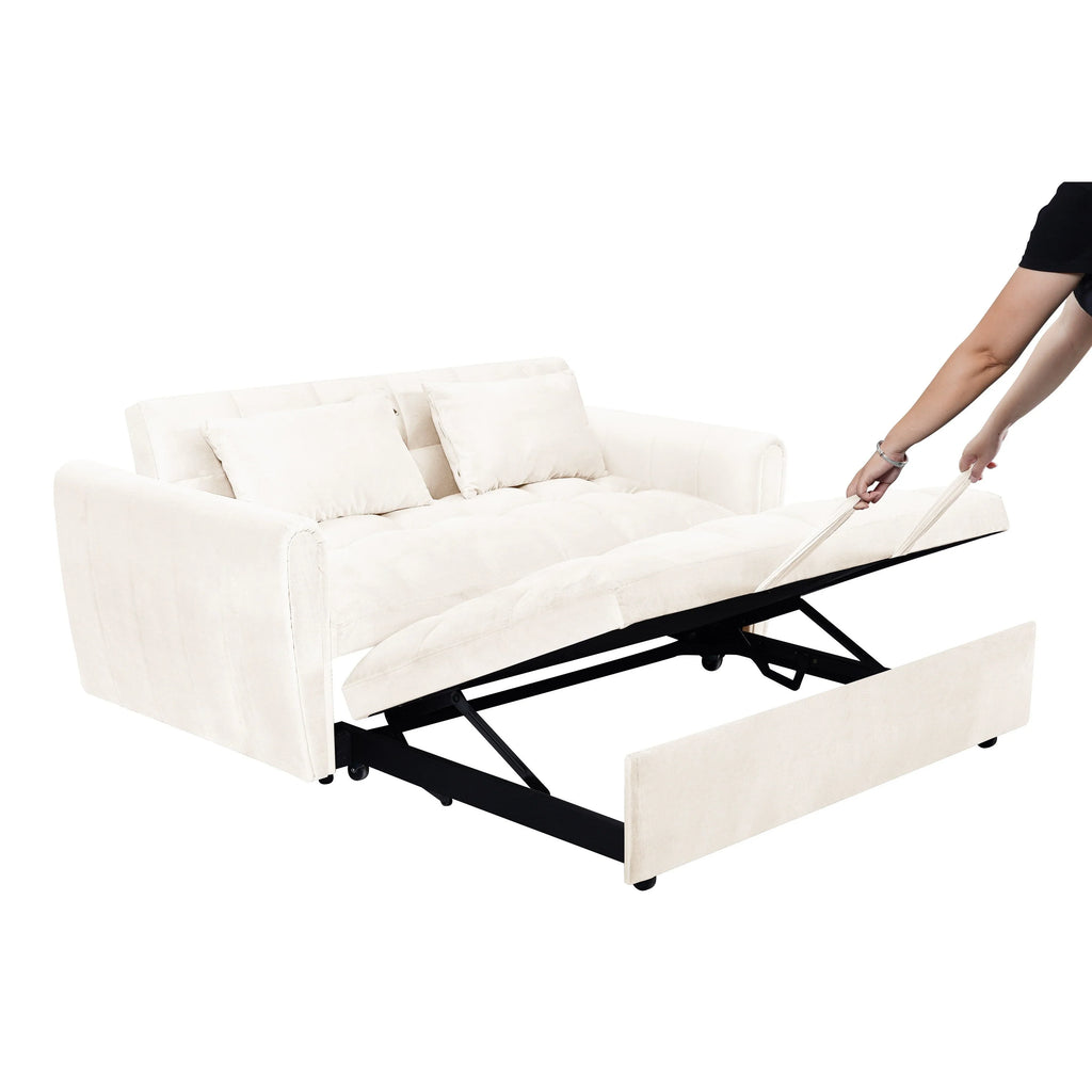 64,96 Canapé-lit convertible 3-en-1 en velours avec dossier réglable, poche de rangement et capacité de poids de 227 kg