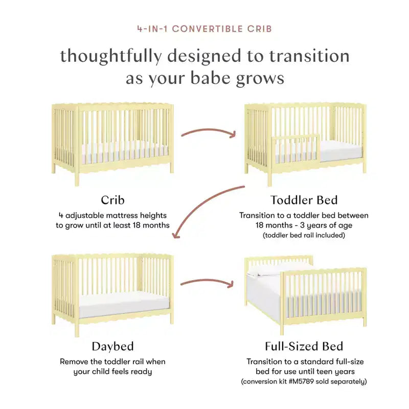Lit de bébé convertible 4-en-1 Swell de Babyletto avec kit de conversion en lit de tout-petit