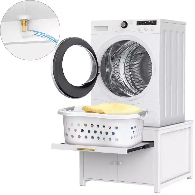Piedestal de laveuse et sécheuse en métal robuste noir/blanc – Unité simple, anti-vibration