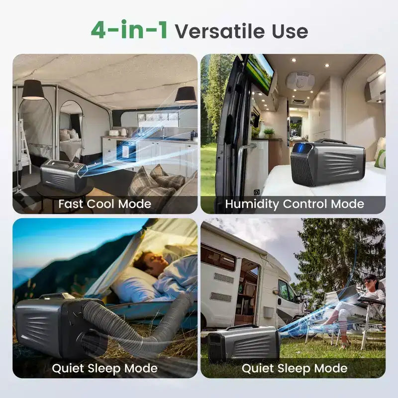 Climatiseur portable 3-en-1 Waykar 5000 BTU avec déshumidificateur et télécommande pour tente, camping et camping-car