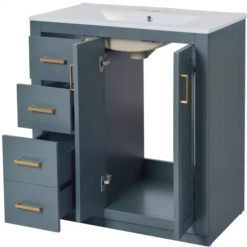 Meuble-lavabo simple de 30 po avec armoire et 3 tiroirs – Noir / Bleu / Vert / Indigo / Blanc