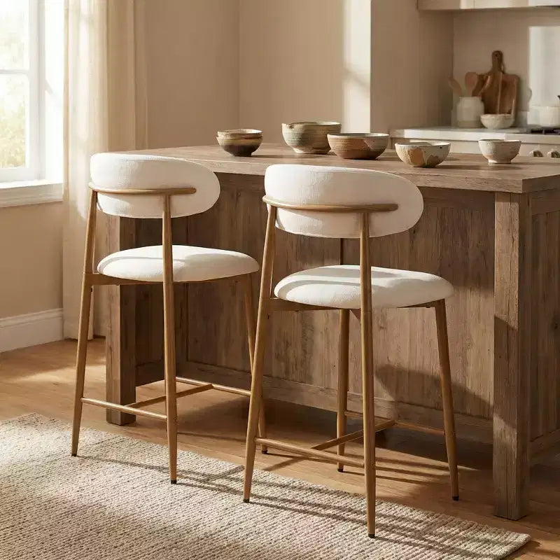 Tabouret de bar hauteur comptoir avec siège rembourré et pieds en métal, chaise d'îlot de cuisine moderne de 66,8 cm