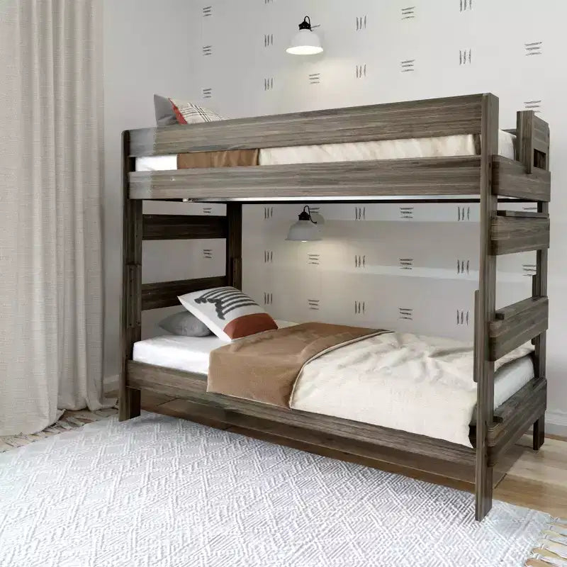 Lit superposé double en bois massif Plank+Beam pour adulte