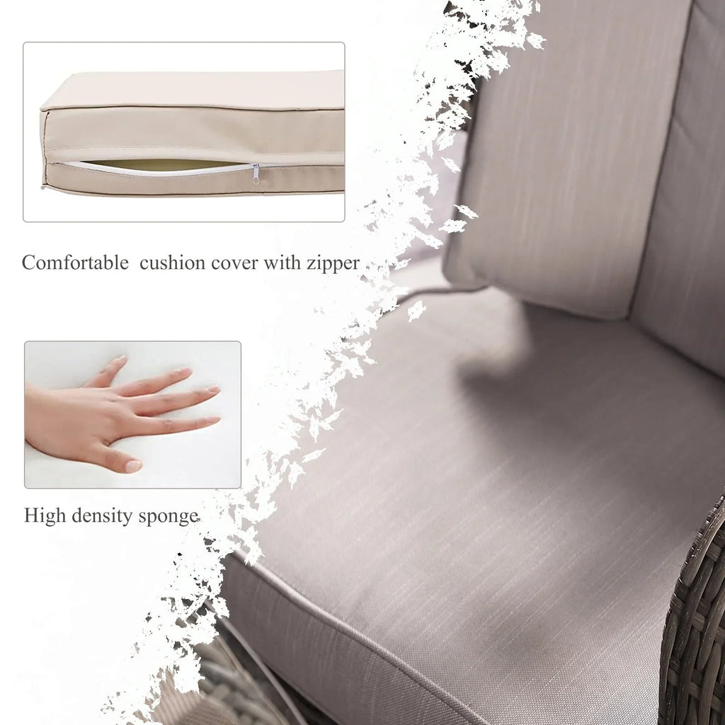 Ensemble de salle à manger rond 7 pièces en rotin tressé d'extérieur avec coussins par Moda Furnishings