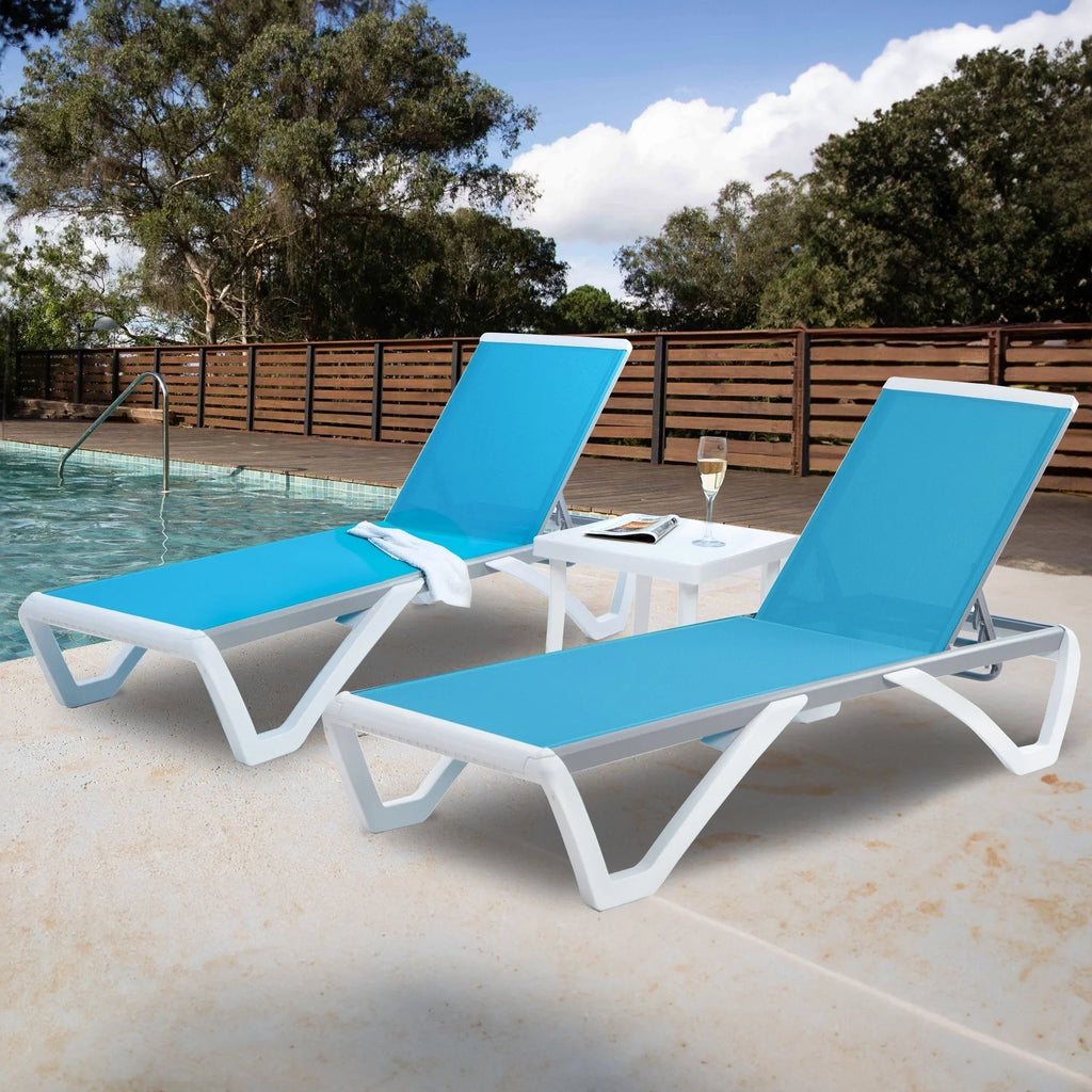 Kozyard Alan Chaise longue de patio inclinable et réglable, entièrement plate, en aluminium et résine de polypropylène