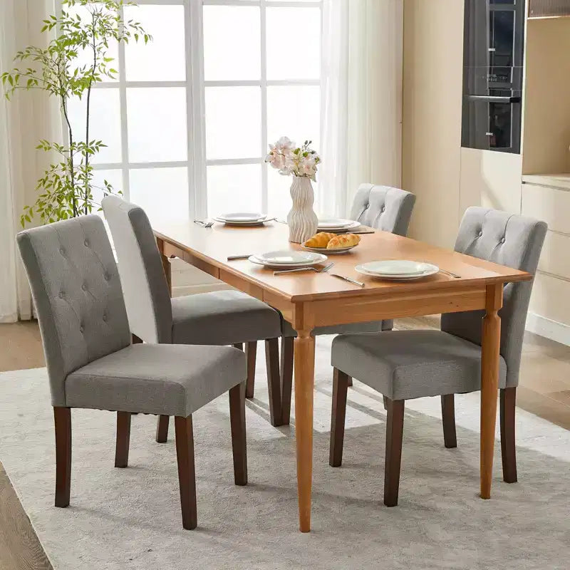Lot de 6 / 4 chaises de salle à manger Parsons capitonnées - Chaises de cuisine en tissu rembourrées avec pieds en bois et sièges rembourrés - Meubles de salon et de cuisine
