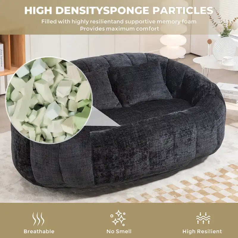GDFStudio - Canapé paresseux 2 places en chenille Laurel avec mousse haute densité et confort surdimensionné