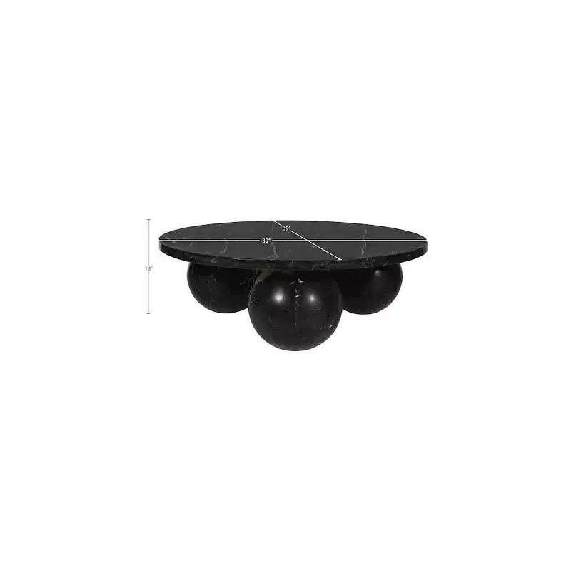 Table basse ronde en marbre avec pieds sphériques, multicolore, 4-6 places
