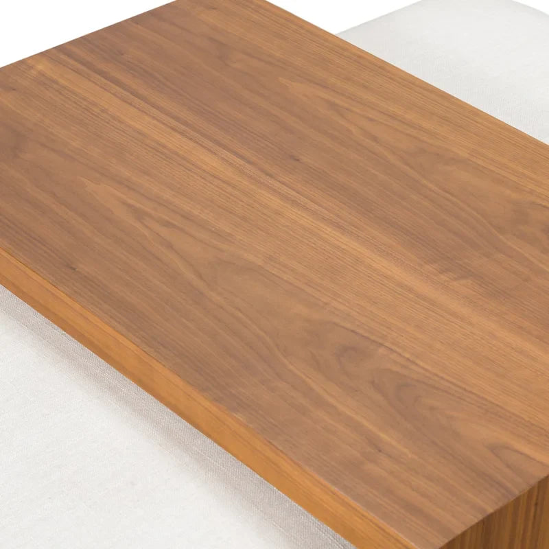 Ottoman Poly & Bark Jarmo avec table en noyer réglable – Cuir pleine fleur véritable italien