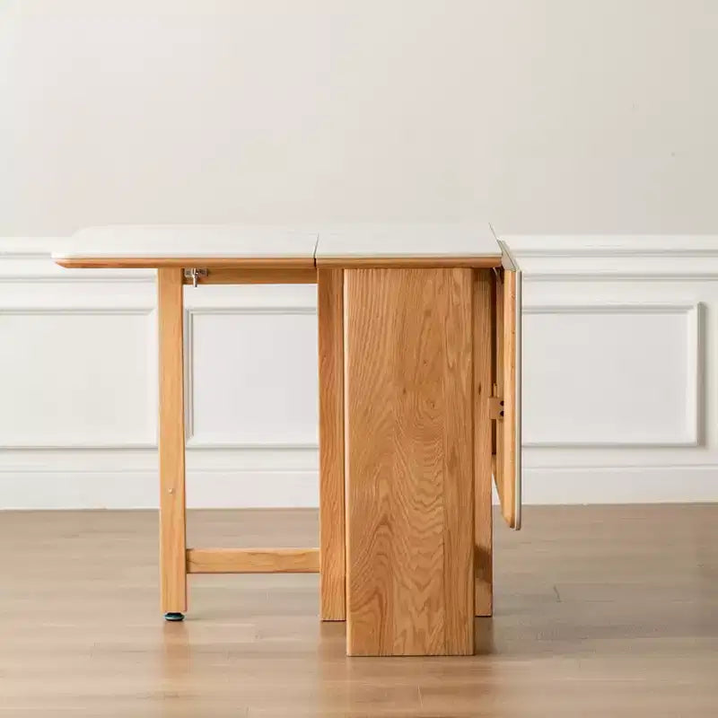 GDFStudio Agatha Table Pliante Moderne en Bois Massif pour 4 à 6 Personnes avec Plateau en Dalle de Pierre