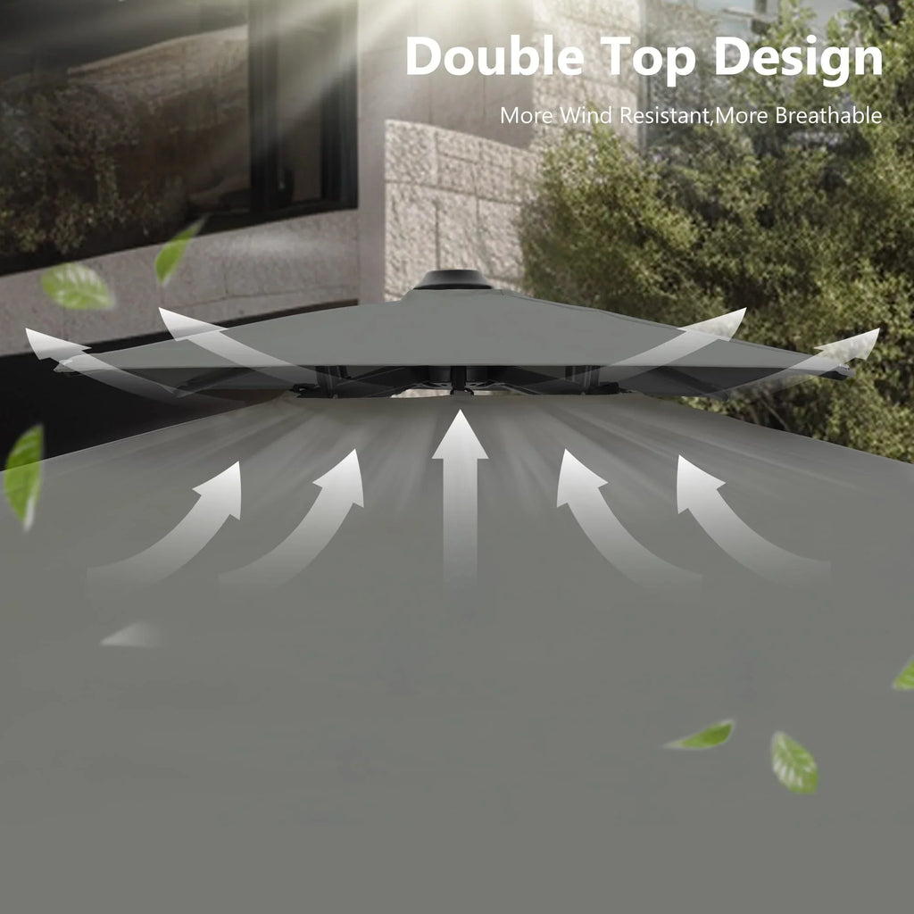 MAISON ARTS Parasol déporté hydraulique automatique 3,6 m avec mât en aluminium et rotation à 360 degrés