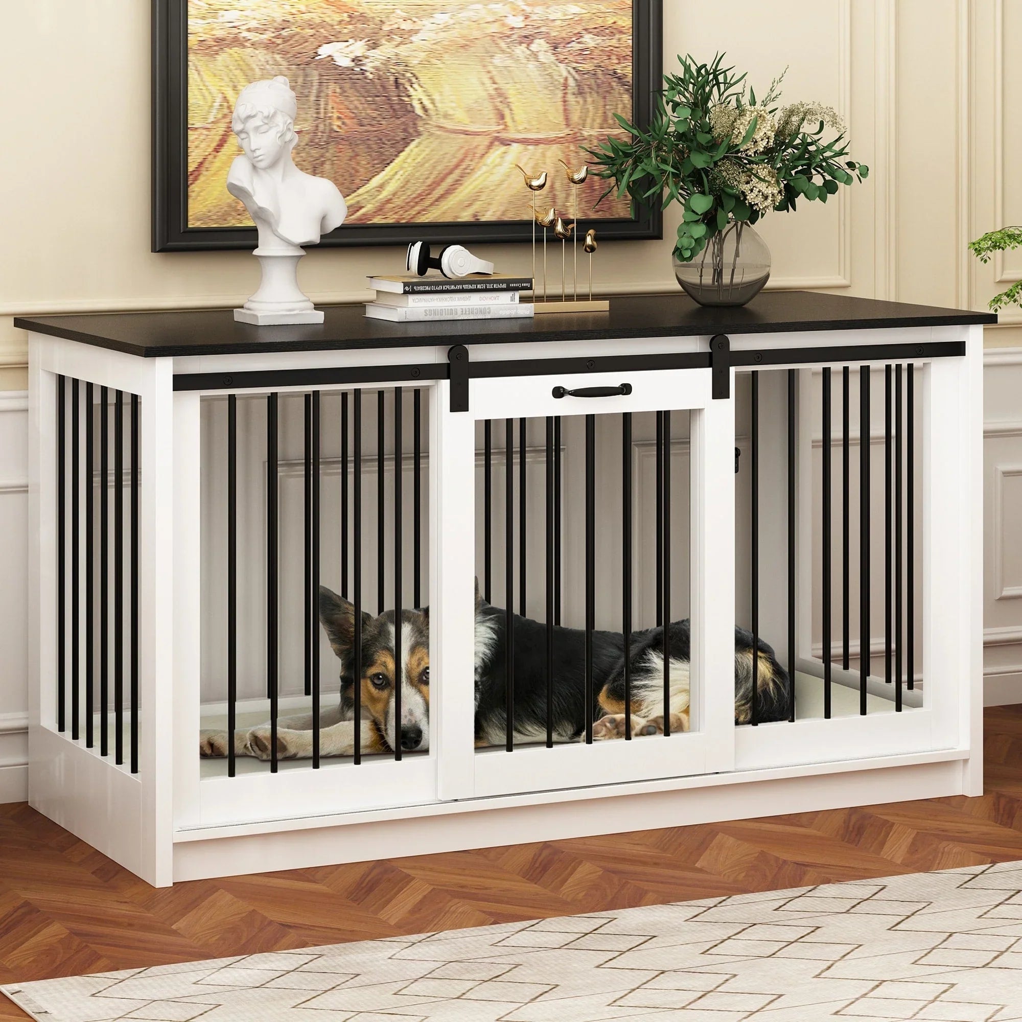 Résidence pour animaux de compagnie avec renfort en tube de fer Cage pour chien élégante et robuste